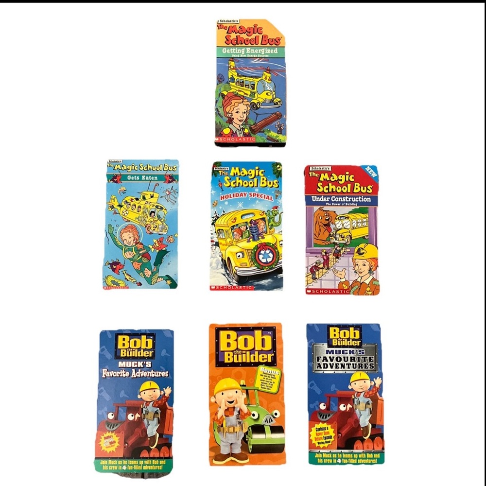 Bob the builder / magic schoolbus 7 VHS tapes tested